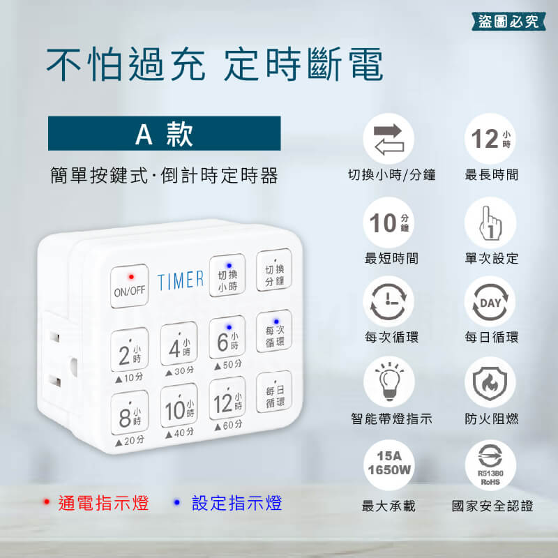 新安規認證【聖岡 按鍵式倒數定時器】影片教學 防過充 單次 每日循環 大按鍵設定 定時器 定時關機 省電