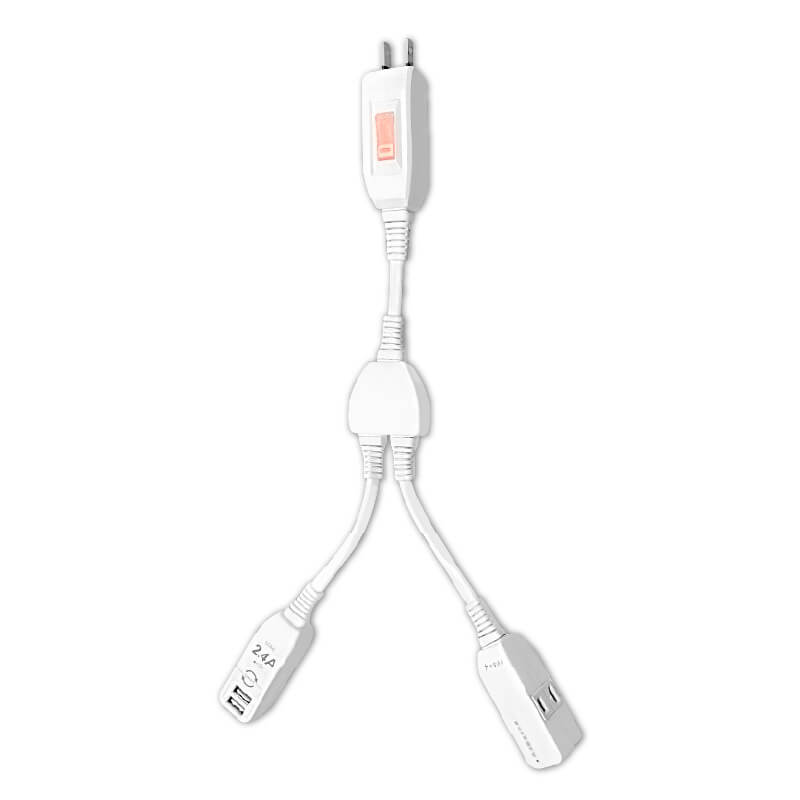 【2.4A雙孔USB1開2插分接線】防雷突波 PTP過熱斷電 分接器 延長線 中繼線 分接線 USB充電