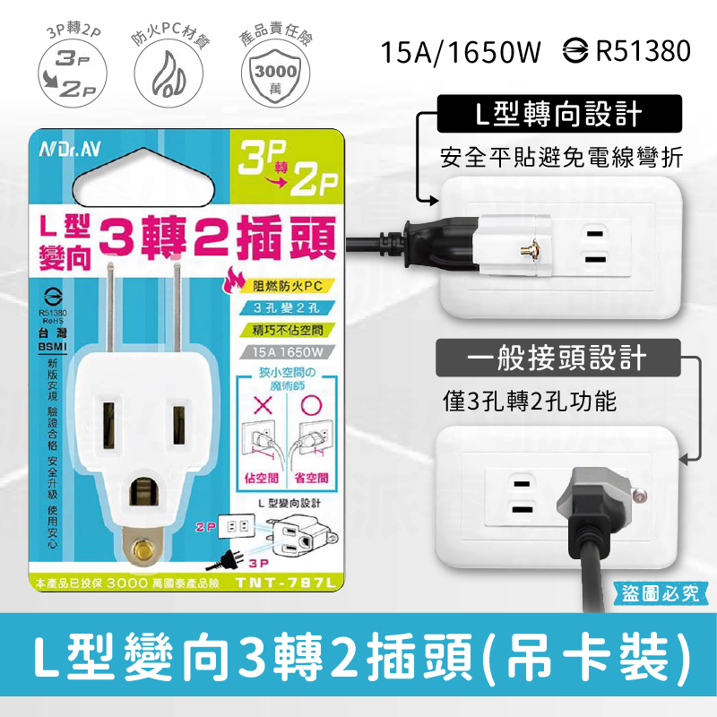 【聖岡3轉2插頭】3P插孔轉2P插頭 電源轉換器
