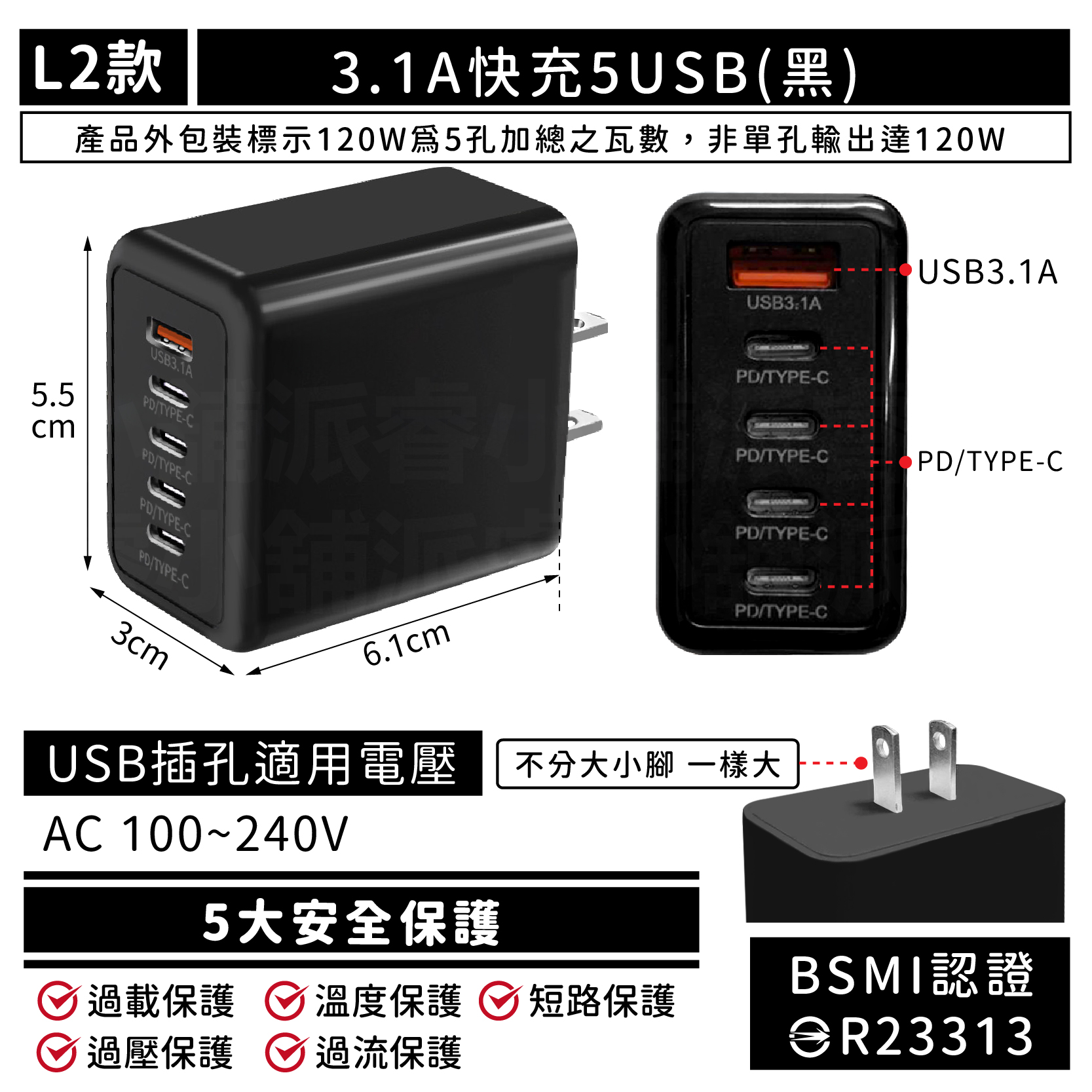 【USB快充節能分接插座】20W快充分接器 壁插 USB插座 插座擴充 插座 開關 擴充 防火材質
