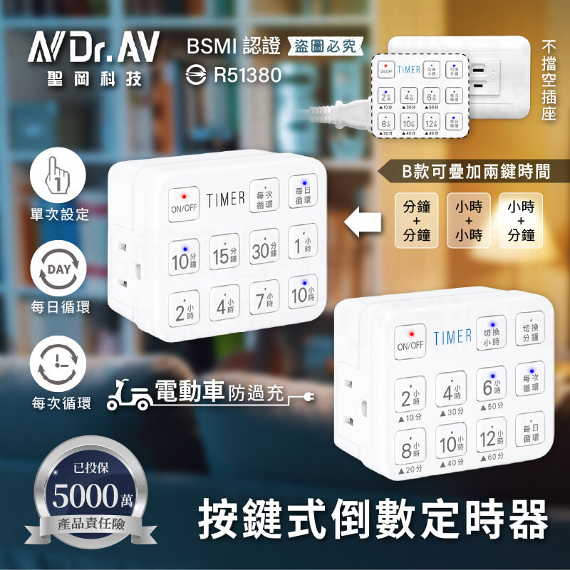新安規認證【聖岡 按鍵式倒數定時器】影片教學 防過充 單次 每日循環 大按鍵設定 定時器 定時關機 省電