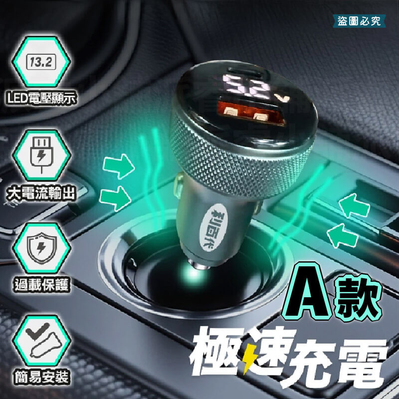 【利百代 36W快充雙孔車充】單孔18W 汽車貨車適用 USB TYPE-C 車充 PD+QC3.0