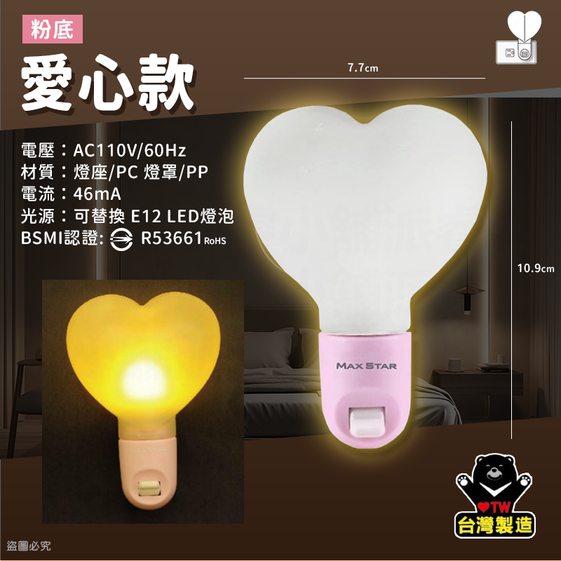 台灣製MIT【太星電工 立體造型小夜燈】專為台灣插座設計 手動 夜燈 造型小夜燈 小夜燈 立體造型