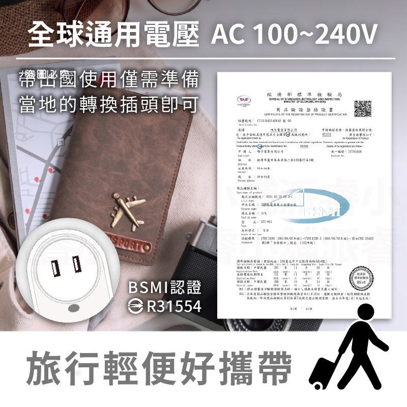 【雙USB充電口智能光感應夜燈】柔和白光 小夜燈 USB充電器 感應燈 國際電壓 2.1A 1A 充電器