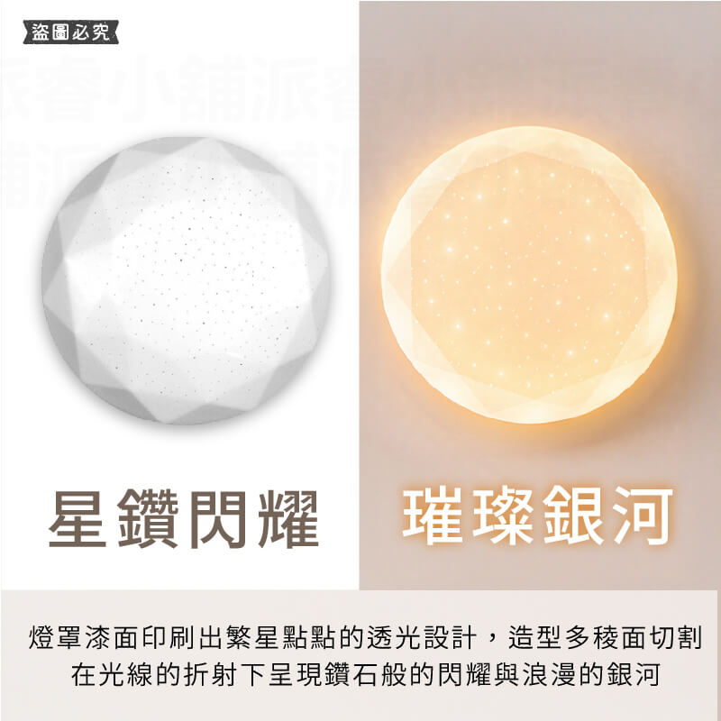 【富山 快拆式專利燈座LED星光吸頂燈】30W 16W 防塵防水 全電壓適用 鑽石造型 星星燈 吸頂燈