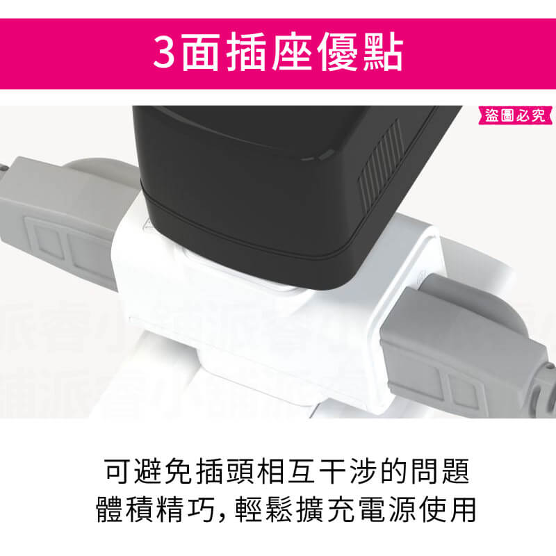台灣製造【三面小壁插】三面插 3轉2 轉接插頭 插座 壁插 轉換插 2P 3P 插頭 分接器