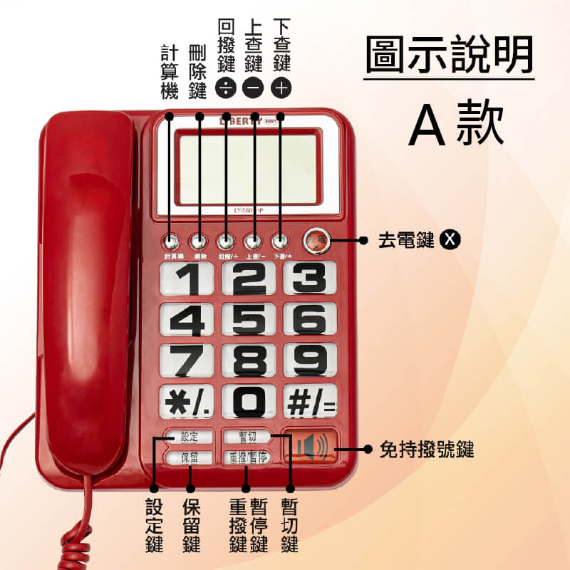 【利百代 來電顯示有線電話】超大鈴聲 電話 有線電話 家用電話 桌上型電話 辦公電話 市話機