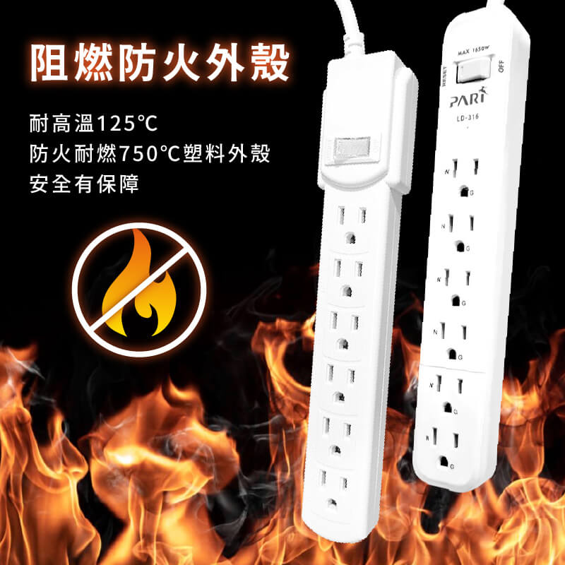 台灣製【1開6插15A過載保護電腦延長線】延長線 防雷擊 突波吸收器 新安規合格 可加購轉接頭