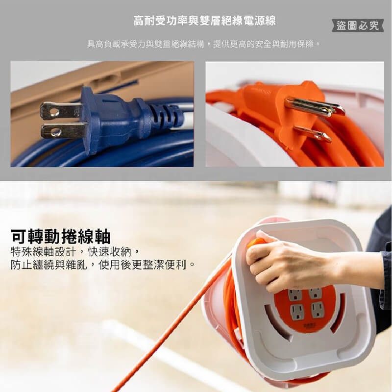 【太星電工 蓋安全輪座延長線】防雷擊突波 過載斷電 防塵蓋 輪座 延長線 加粗動力線 露營延長線